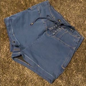 High-Rise Lace Up Shorts